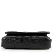 Buy authentic second hand Chanel Black Caviar Faux Pearl Card Holder / Coin Purse With Chain in brand new condition at Labellov in Antwerp.
