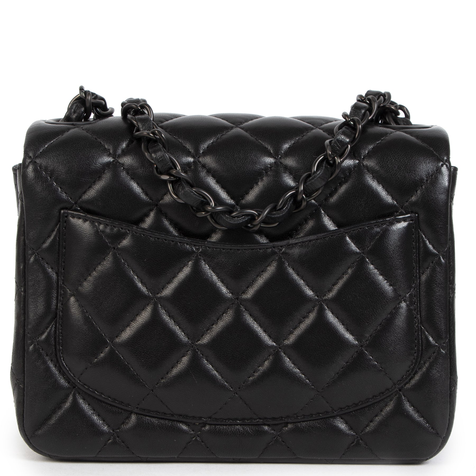 Chanel So Black Mini Classic Square Lambskin Leather Flap Bag