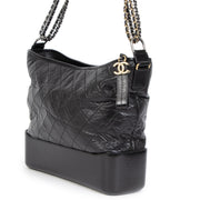Authentieke Tweedehands Chanel Gabrielle Black Quilted Aged Calfskin Large Hobo Bag juiste prijs veilig online shoppen luxe merken webshop winkelen Antwerpen België mode fashion