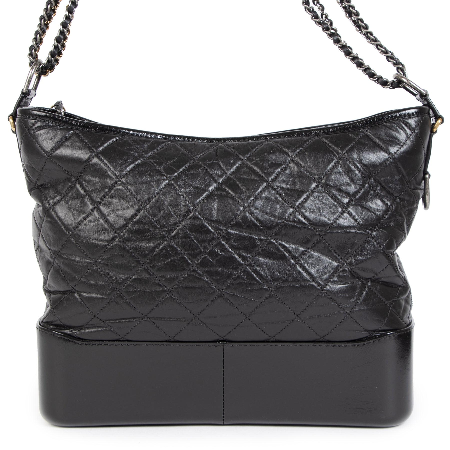 Authentic secondhand Chanel Gabrielle Black Quilted Aged Calfskin Large Hobo Bag designer bags designer accessories shoes clothing luxury vintage webshop safe secure online shopping worldwide shipping fashion fashionista