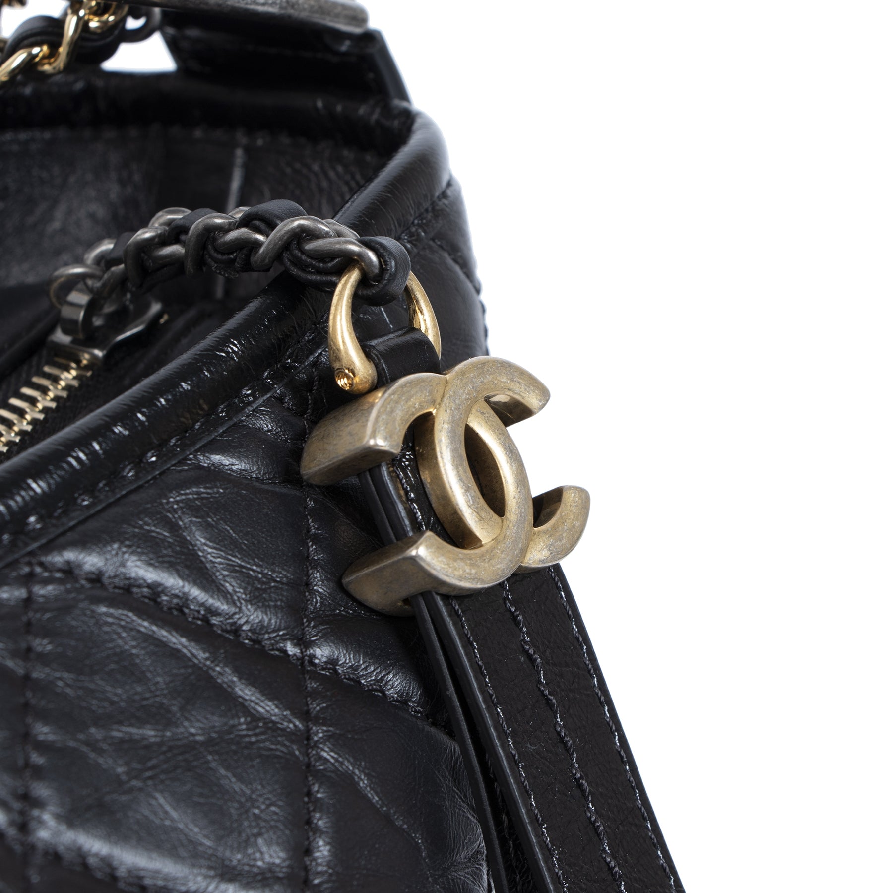 Authentic secondhand Chanel Gabrielle Black Quilted Aged Calfskin Large Hobo Bag designer bags designer accessories shoes clothing luxury vintage webshop safe secure online shopping worldwide shipping fashion fashionista