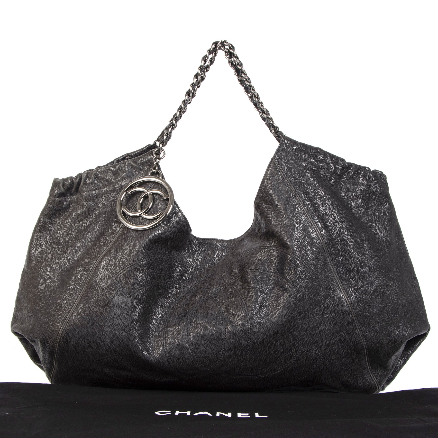 Authentic secondhand Chanel Coco Cabas Black Distressed Caviar XL Bag designer bags accessories shoes clothing luxury designer vintage webshop fashion fashionista safe secure online shopping worldwide shipping