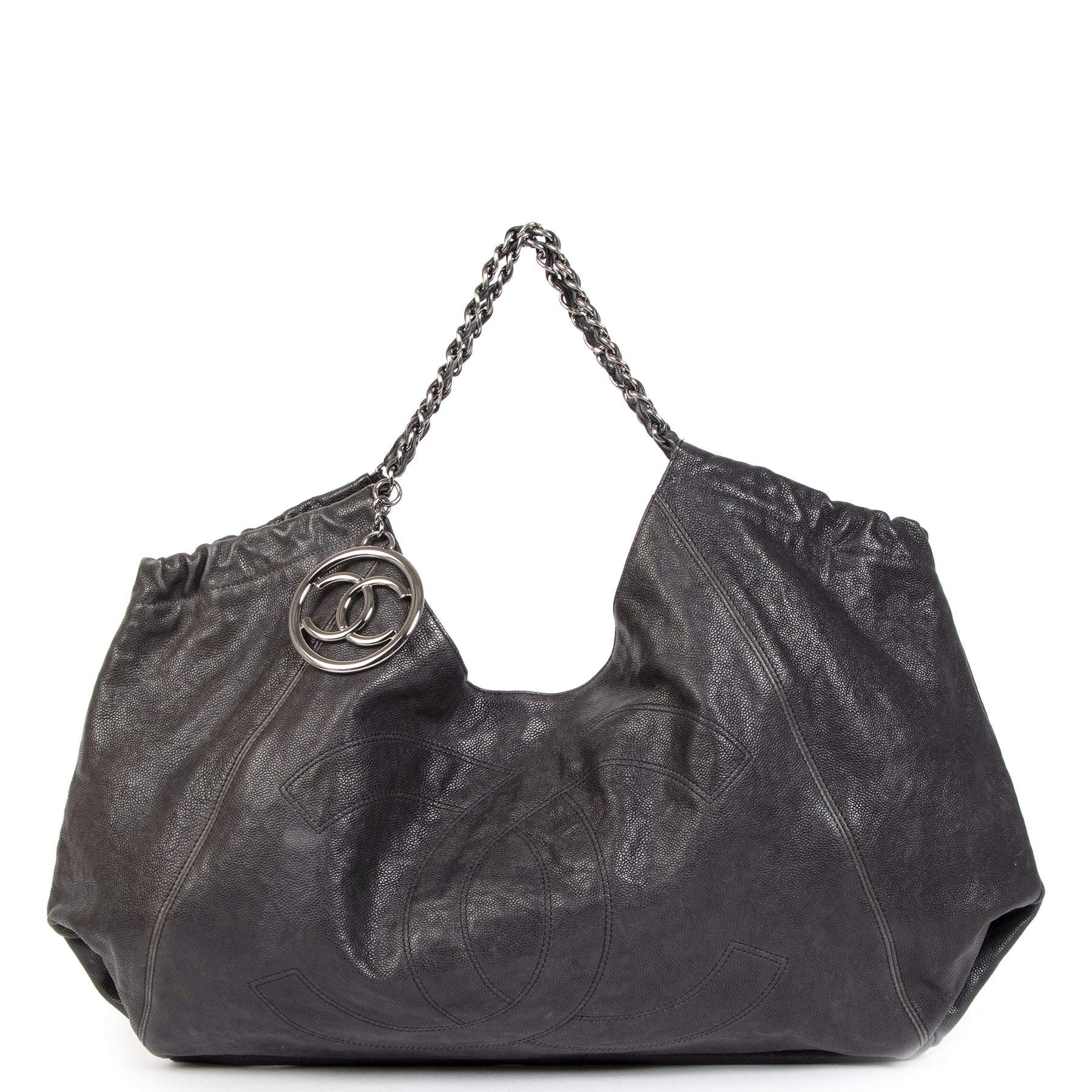 Authentic secondhand Chanel Coco Cabas Black Distressed Caviar XL Bag juiste prijs veilig online shoppen luxe merken webshop winkelen Antwerpen België mode fashion