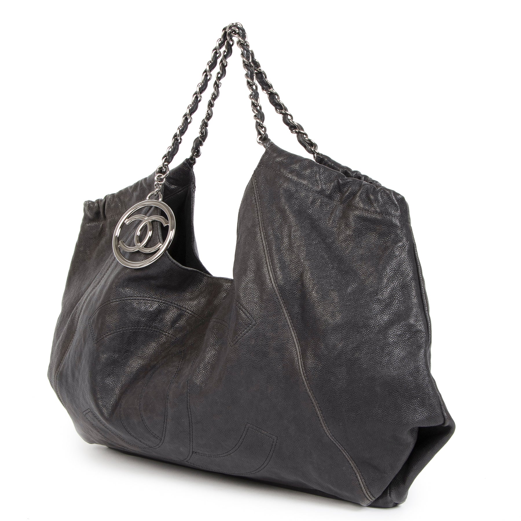 Authentic secondhand Chanel Coco Cabas Black Distressed Caviar XL Bag designer bags accessories shoes clothing luxury designer vintage webshop fashion fashionista safe secure online shopping worldwide shipping