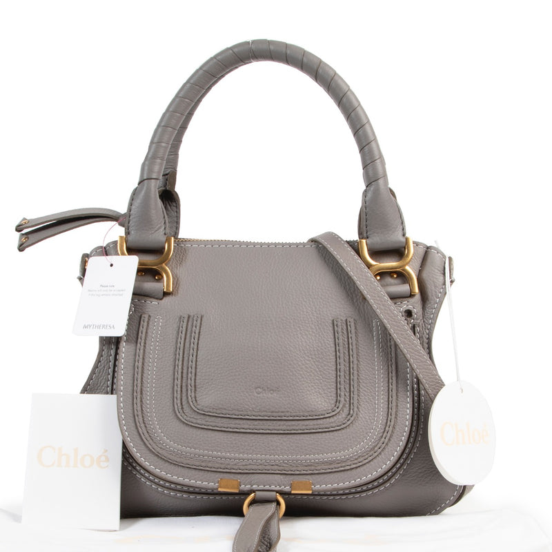 Veilig online kopen van een authentieke grijze Chloé kleine Marcie crossbody handtas bij Labellov.com.