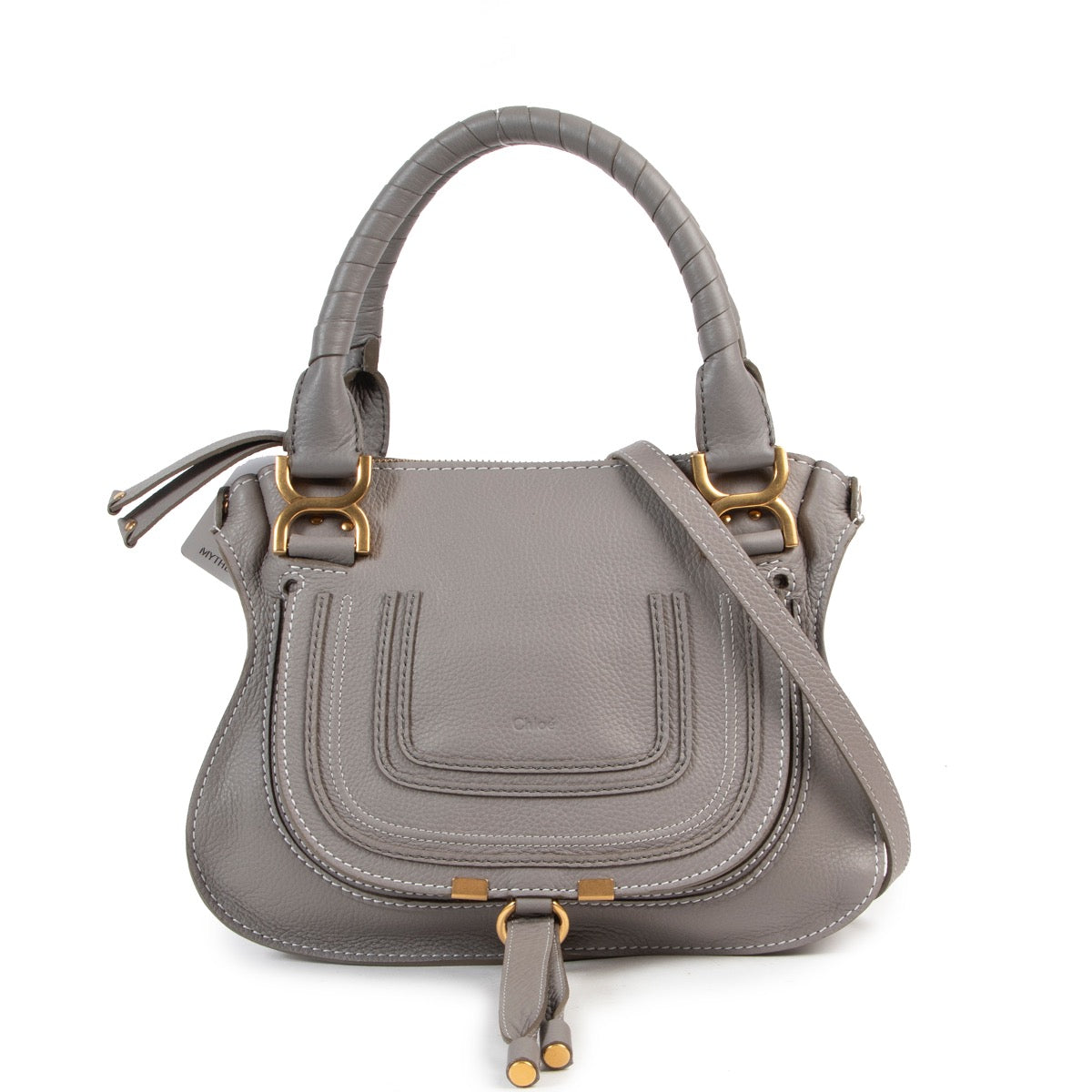 Shop safe online authentic Chloé Grey Small Marcie Crossbody Bag at Labellov.com.