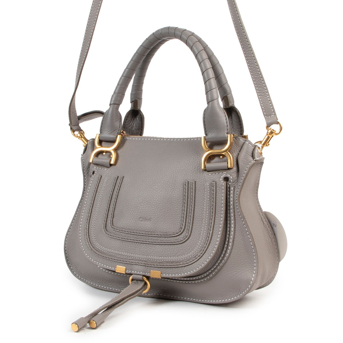 Achetez en ligne second main ce sac Chloé petite Marcie crossbody en cuir gris chez Labellov.com.