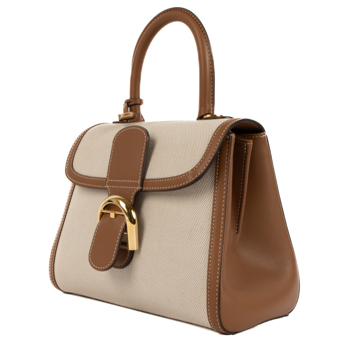 Delvaux Natural / Tan Calf Trim Canvas Brillant PM Bag labellov, Delvaux Natural / Tan Calf Trim Canvas Brillant PM Bag second hand, Delvaux Natural / Tan Calf Trim Canvas Brillant PM Bag antwerp, Delvaux Natural / Tan Calf Trim Canvas Brillant PM Bag bru