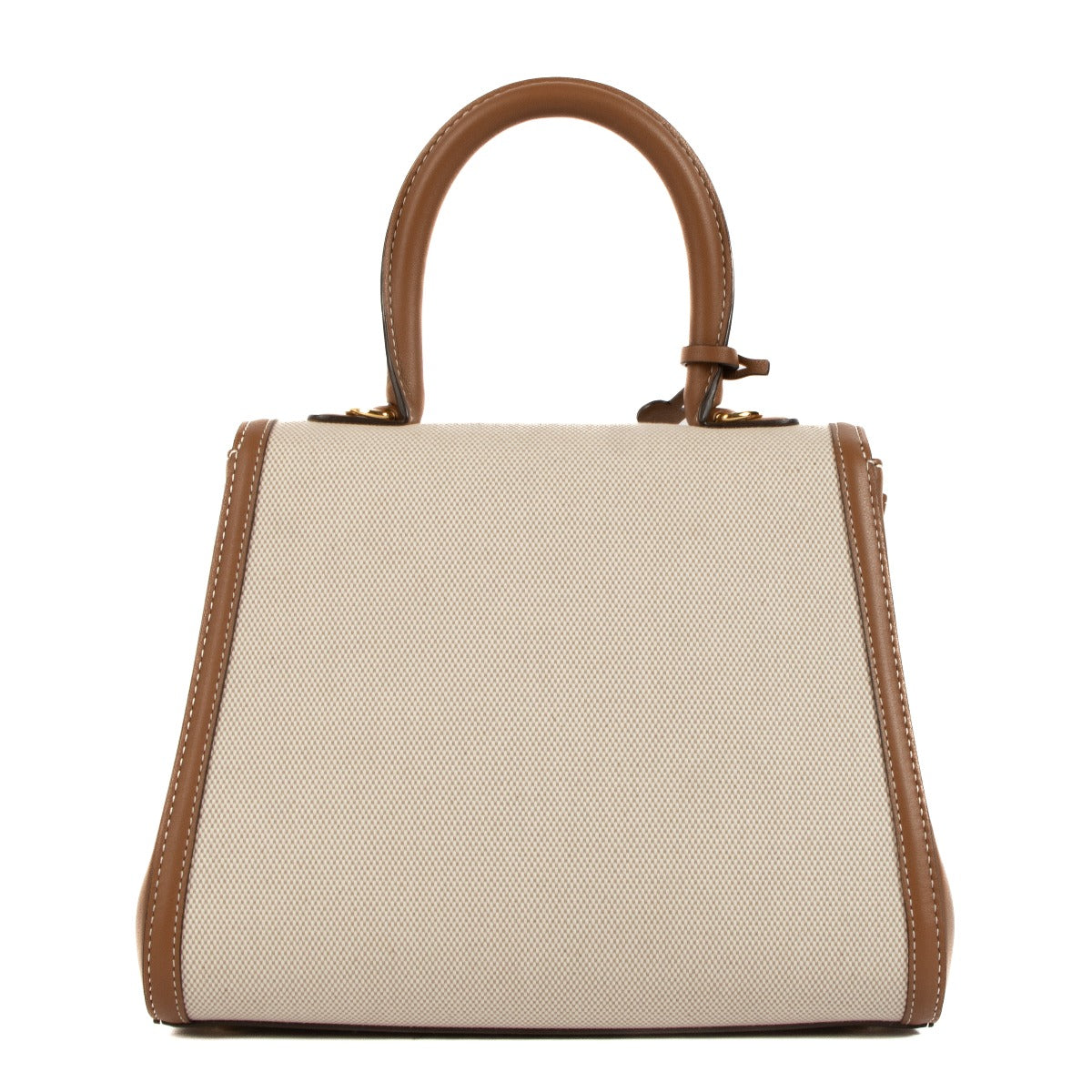 Sac Delvaux Brillant PM en toile bordée de veau naturel/havane