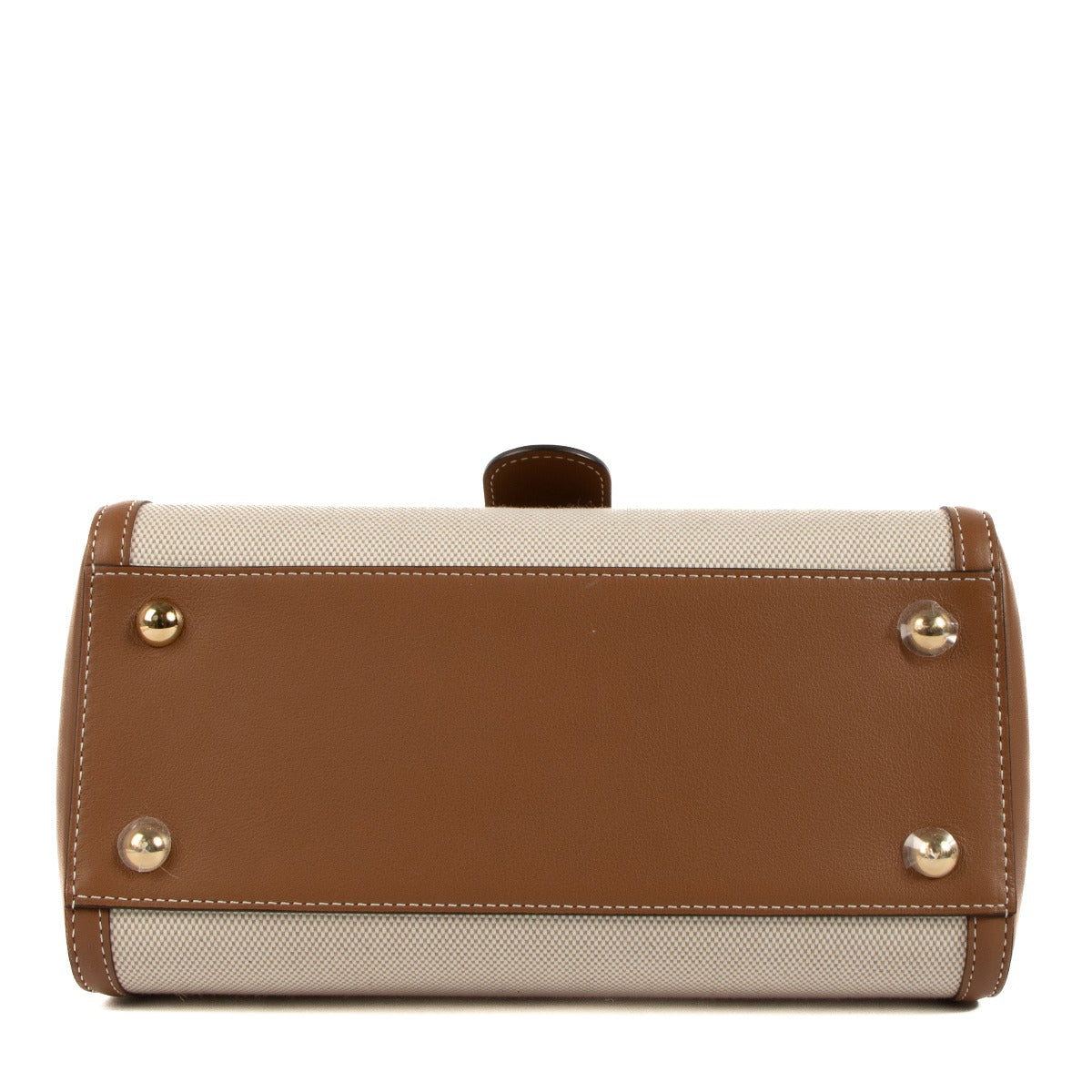 Shop safe online at Labellov in Antwerp, Brussels and Knokke this 100% authentic second hand Delvaux Natural / Tan Calf Trim Canvas Brillant PM Bag