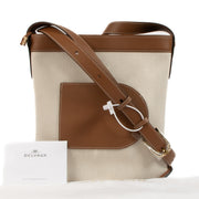 Shop safe online at Labellov in Antwerp, Brussels and Knokke this 100% authentic second hand Delvaux Natural / Camel Calf Trim Canvas Pin Daily Bag