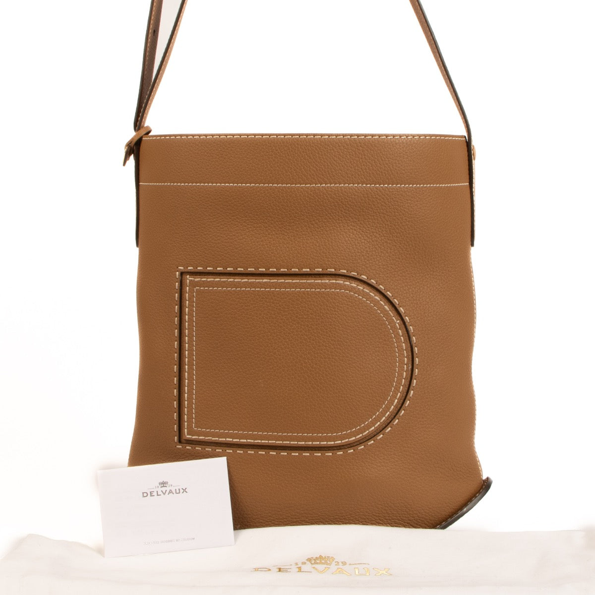 Shop safe online at Labellov in Antwerp, Brussels and Knokke this 100% authentic second hand Delvaux Végétal-Ivory Taurillon Soft Pin Supriqué Crossbody Bag