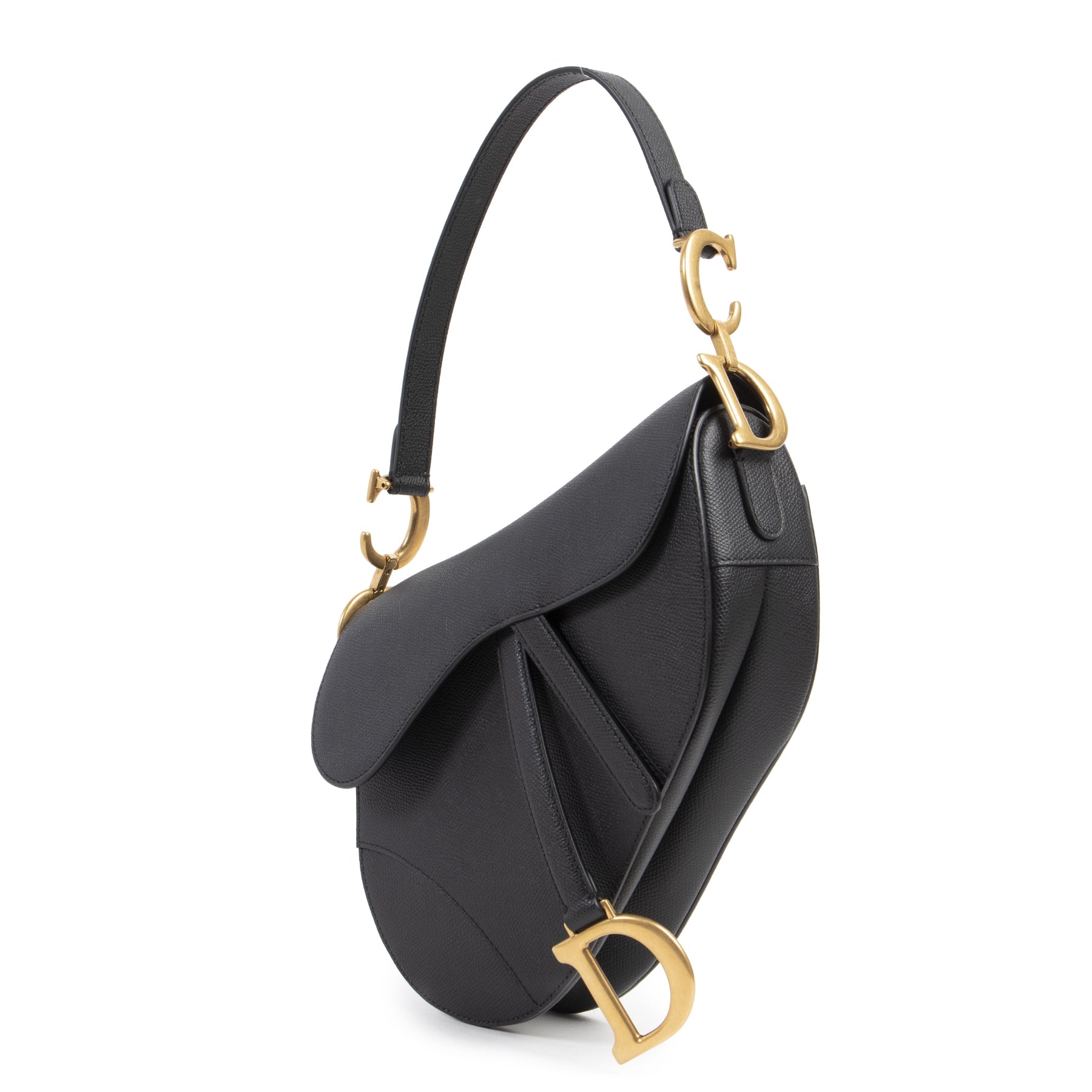 We buy and sell your authentic designer Dior Black Saddle Bag + Strap for the best price