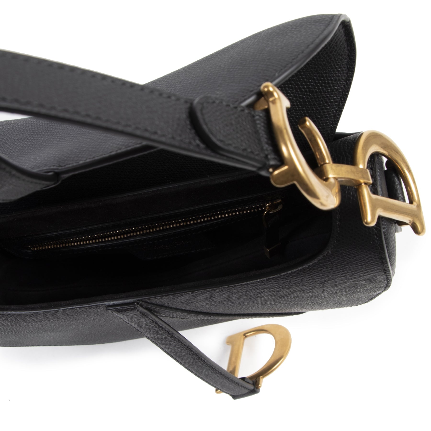 Dior Black Saddle Bag + Strap