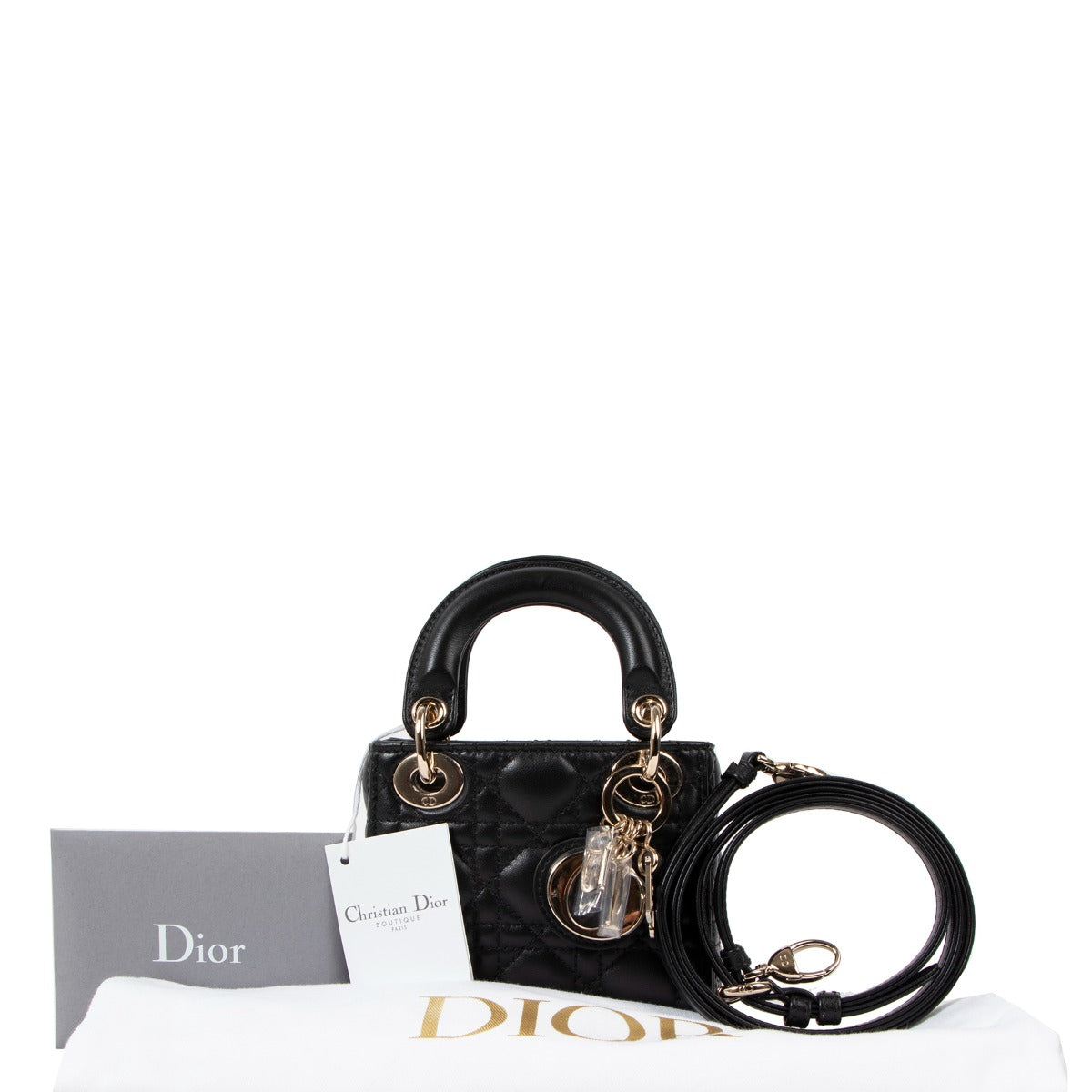 Christian Dior Micro Lady Dior Black Cannage Lambskin