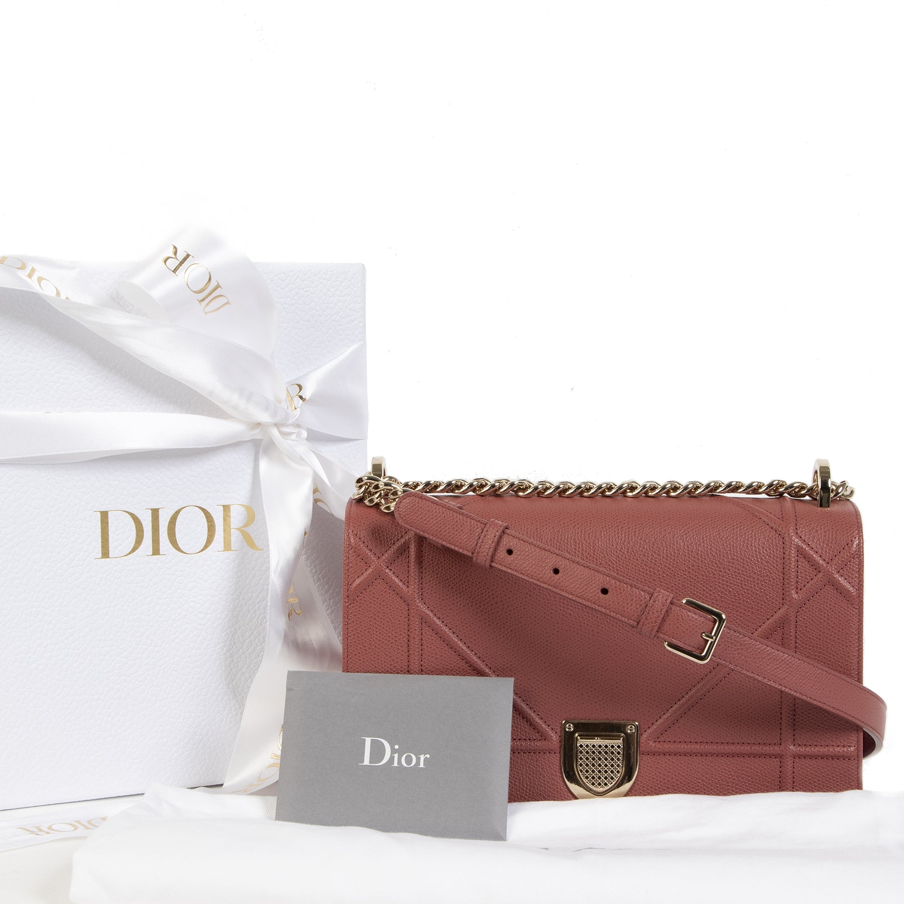 Authentieke tweedehands vintage Dior Diorama Sienna Calf Leather Bag koop online webshop LabelLOV