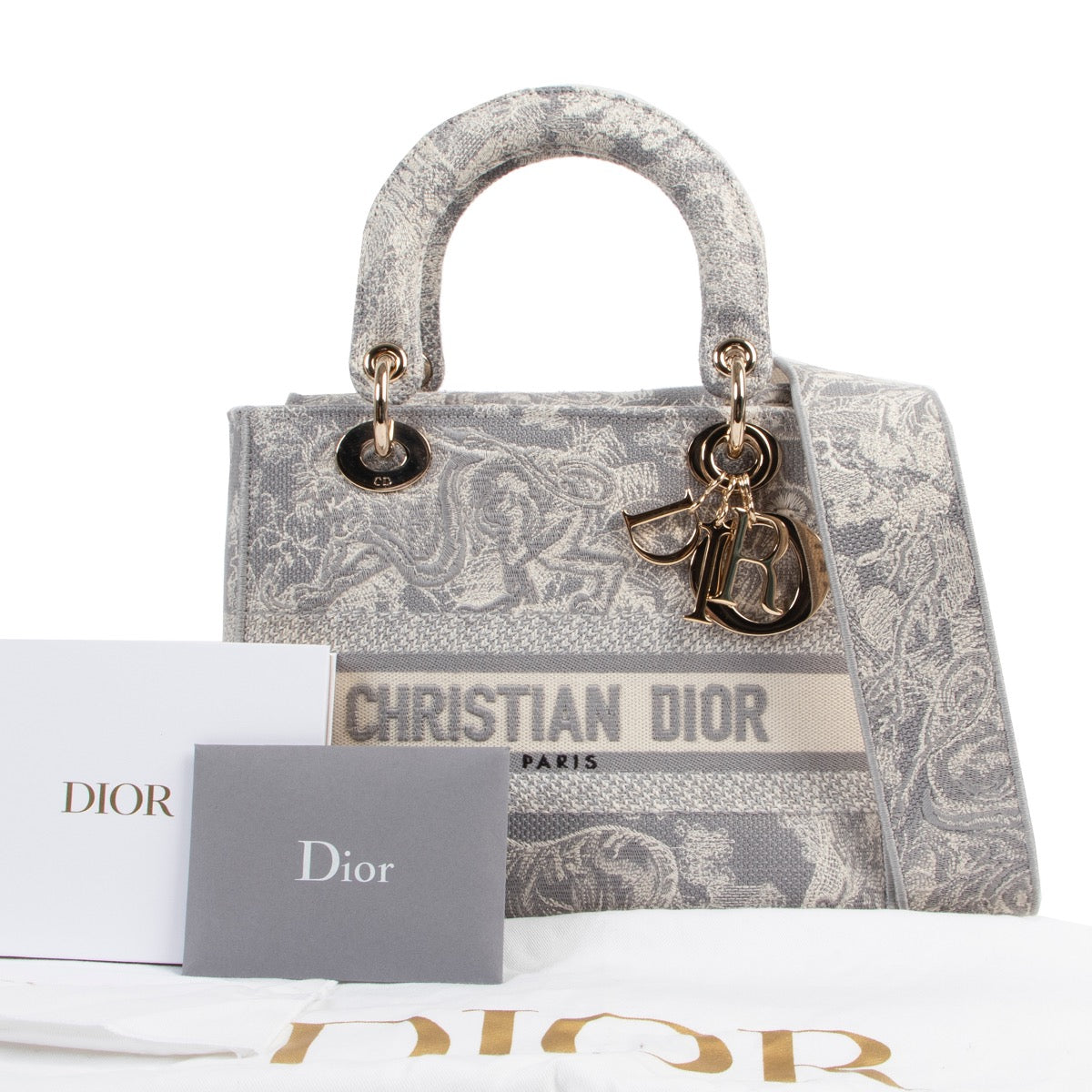 Christian Dior Grey Lady Dior Medium Top handle – Labellov
