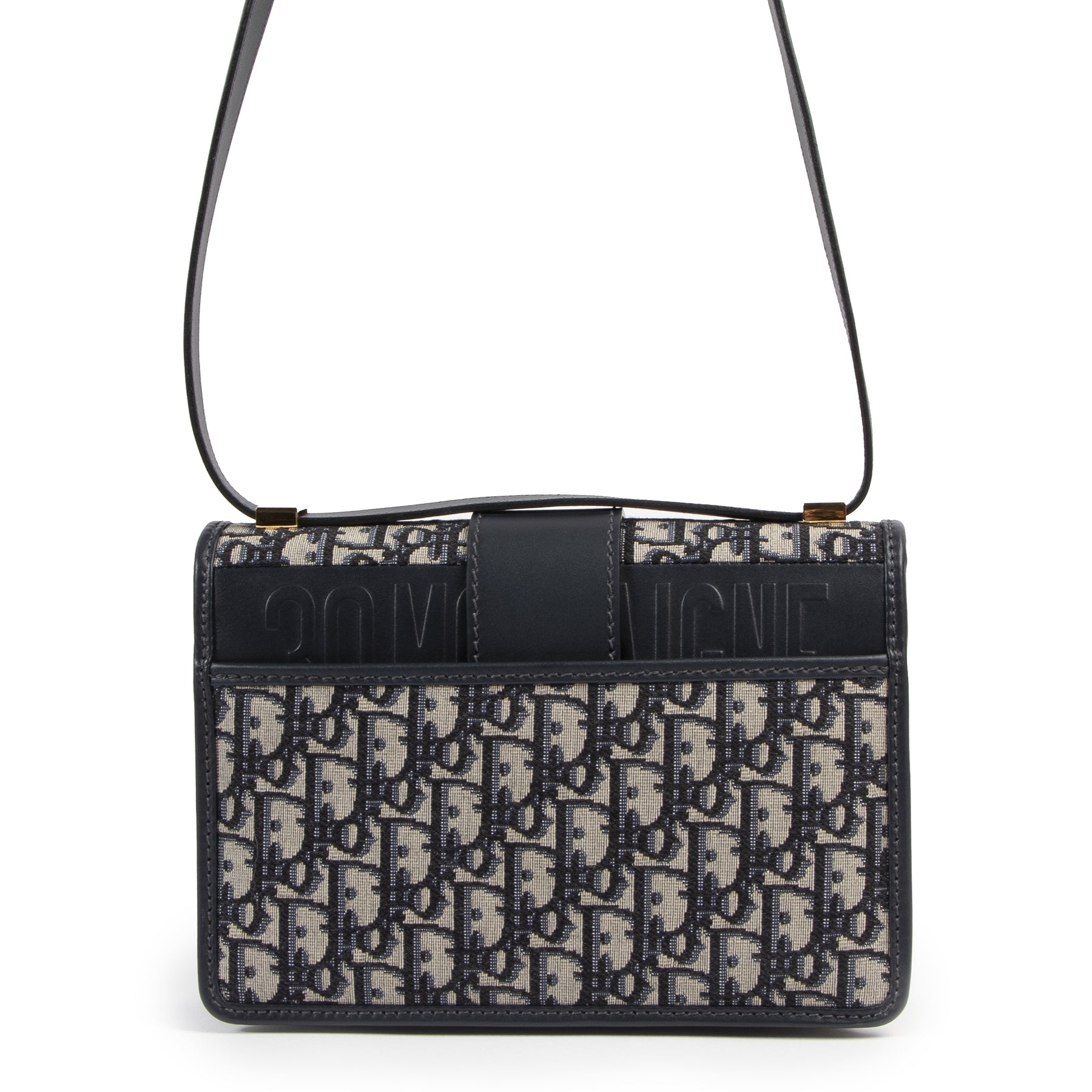 Authentieke Tweedehands Dior Blue Oblique 30 Montaigne Bag juiste prijs veilig online shoppen luxe merken webshop winkelen Antwerpen België mode fashion