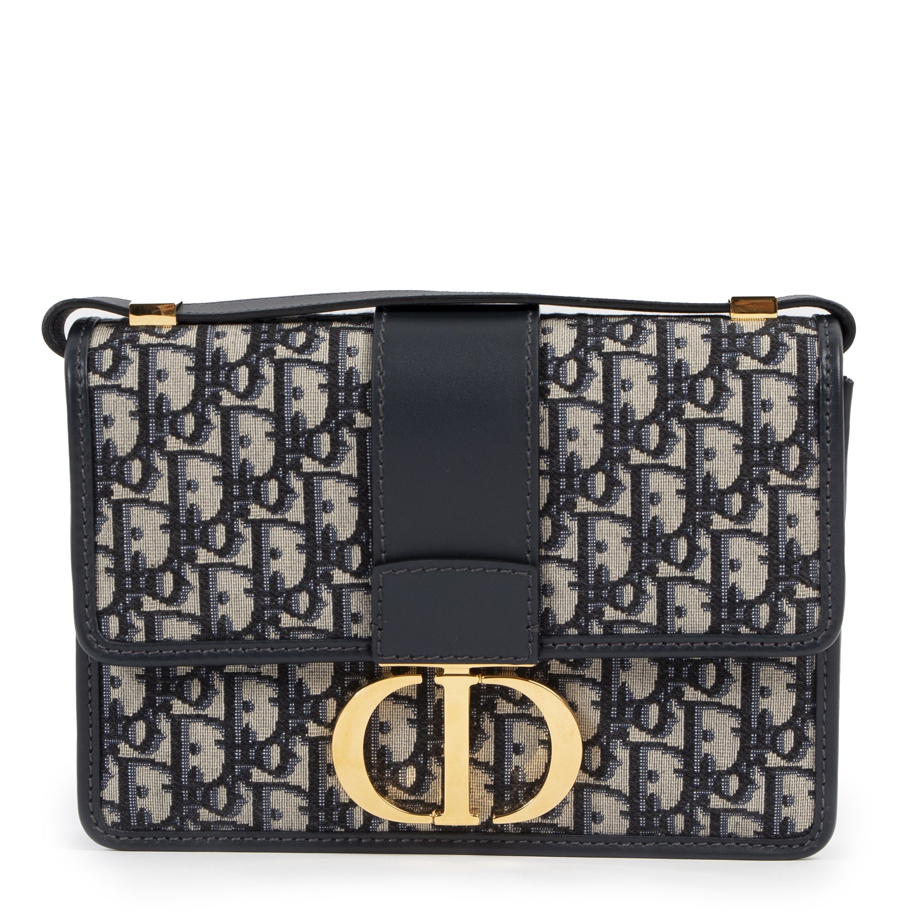 Authentieke Tweedehands Dior Blue Oblique 30 Montaigne Bag juiste prijs veilig online shoppen luxe merken webshop winkelen Antwerpen België mode fashion