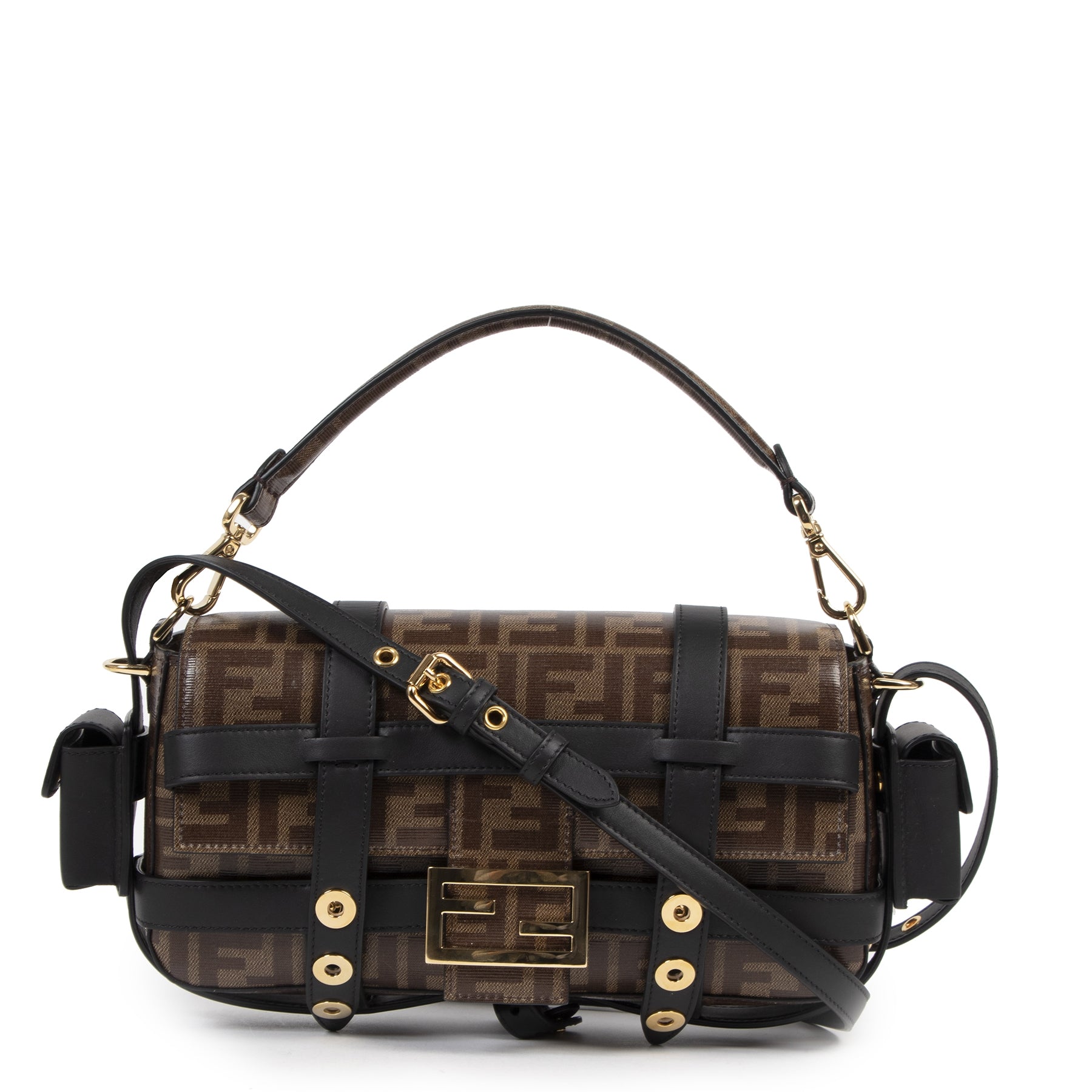 Fendi Brown Cage Baguette Bag 100% authentic for the best price at Labellov