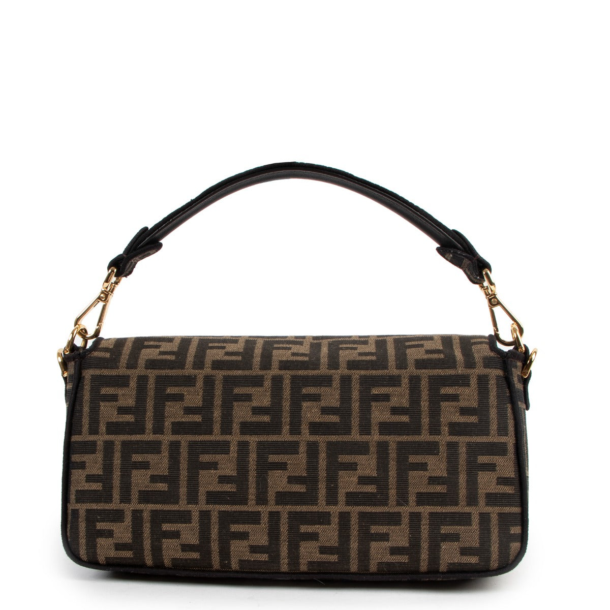 Fendi Brown Zucca FF Logo Fabric Baguette Bag
