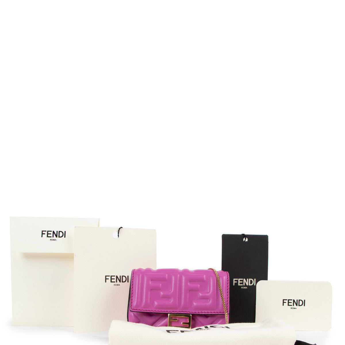 Fendi Nano Baguette FF Embossed Crossbody Bag
