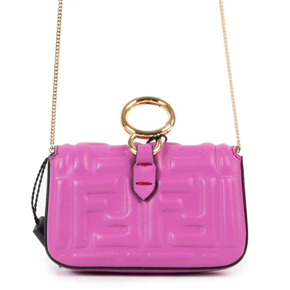 Fendi Nano Baguette FF Embossed Crossbody Bag