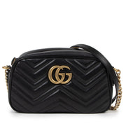 Authentic secondhand Gucci GG Marmont Small Matelassé Black Camera Shoulder Bag designer bags fashion luxury vintage webshop safe secure online shopping