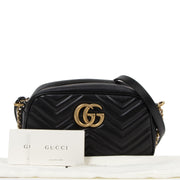 Authentieke Tweedehands Gucci GG Marmont Small Matelassé Black Camera Shoulder Bag juiste prijs veilig online shoppen luxe merken webshop winkelen Antwerpen België mode fashion