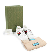 Gucci Disney New Ace Appliquéd Webbing-Trimmed Leather Sneakers - size 35.5