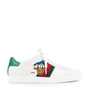 Gucci Disney New Ace Appliquéd Webbing-Trimmed Leather Sneakers - size 35.5