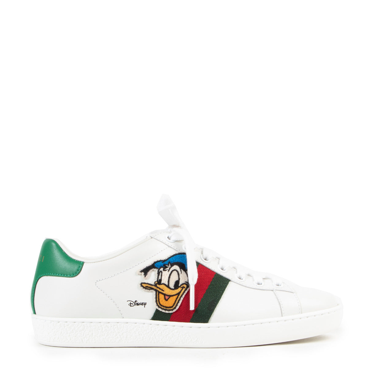 Gucci Disney New Ace Appliquéd Webbing-Trimmed Leather Sneakers - size 35.5