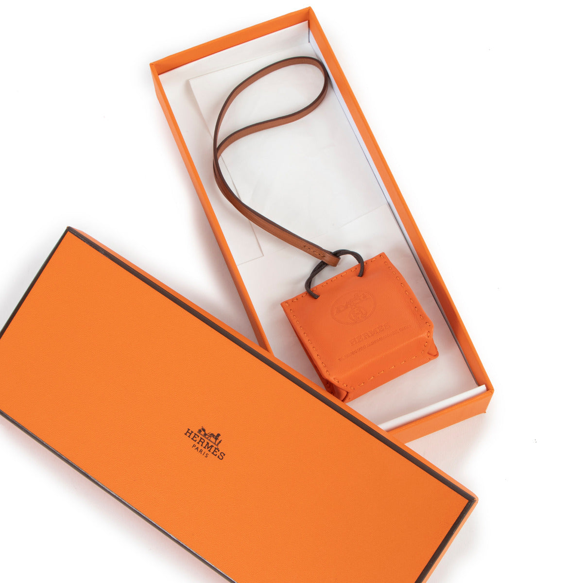 Hermès Orange Shopping Bag Charm