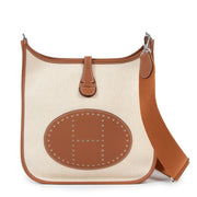 authentic second hand Hermès Evelyne III 29 Ecru Toile Canvas / Gold Clemence Taurillon at labellov.com