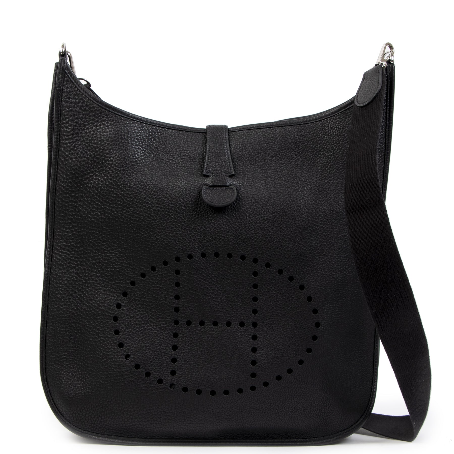 Authentic second-hand vintage Hermès Evelyne Black TGM Bag buy online webshop LabelLOV