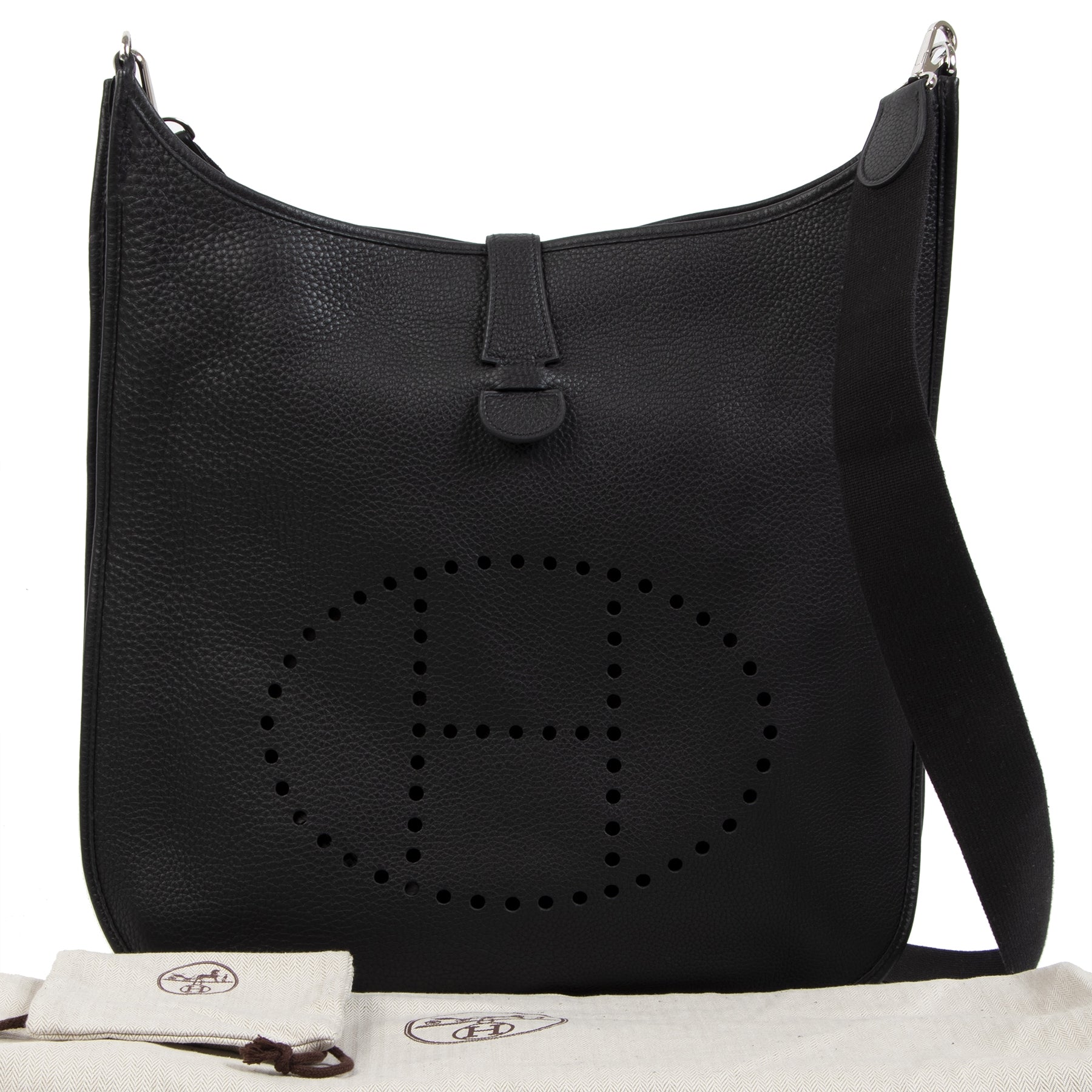 Authentieke tweedehands vintage Hermès Evelyne Black TGM Bag koop online webshop LabelLOV