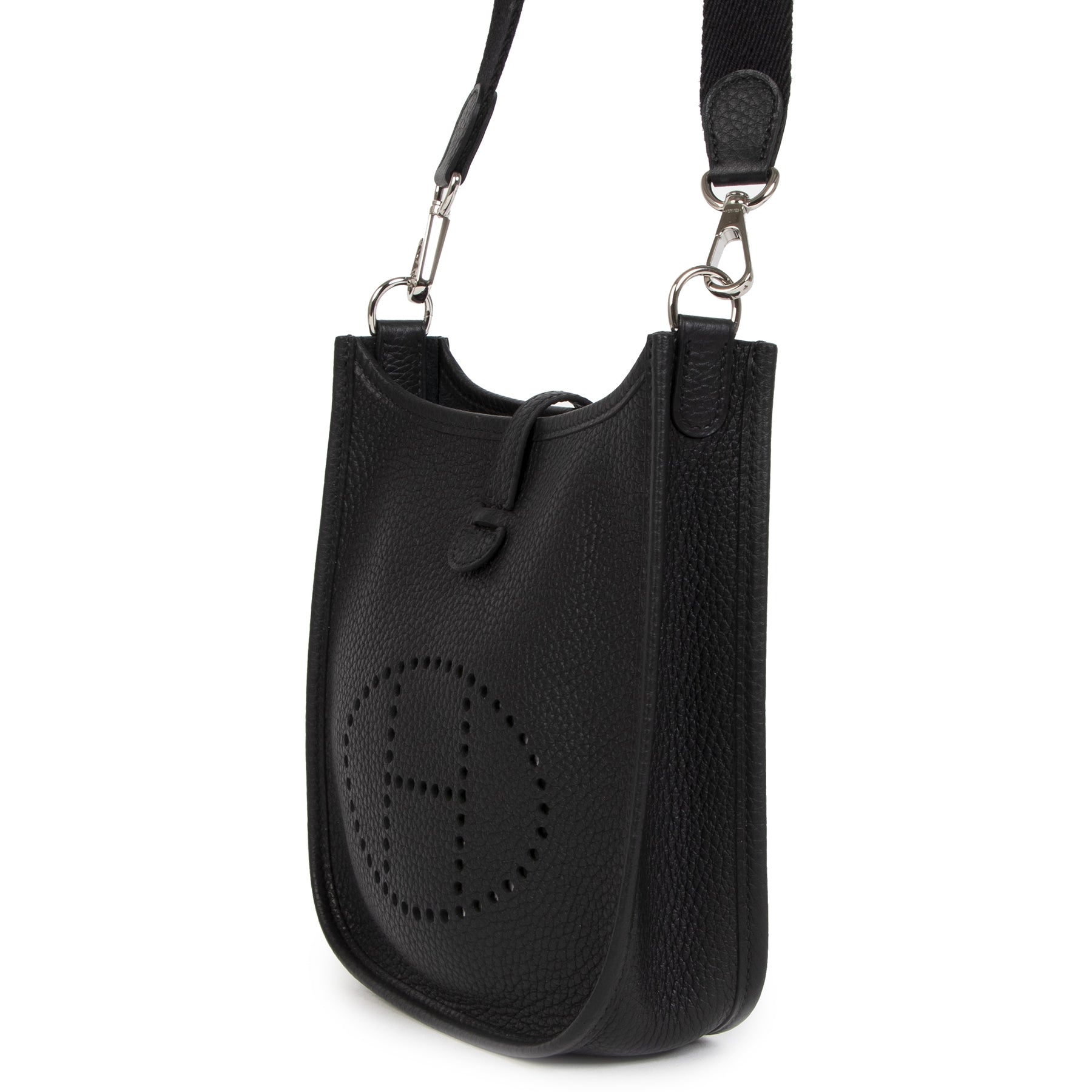 Authentieke Tweedehands Hermès Evelyne Black Leather Crossbody Messenger Bag juiste prijs veilig online shoppen luxe merken webshop winkelen Antwerpen België mode fashion