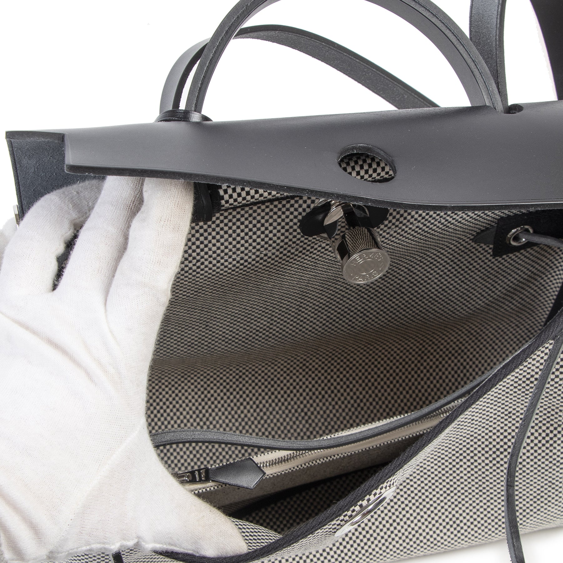 Hermès Herbag Zip 31 Retourne Ecru / Noir