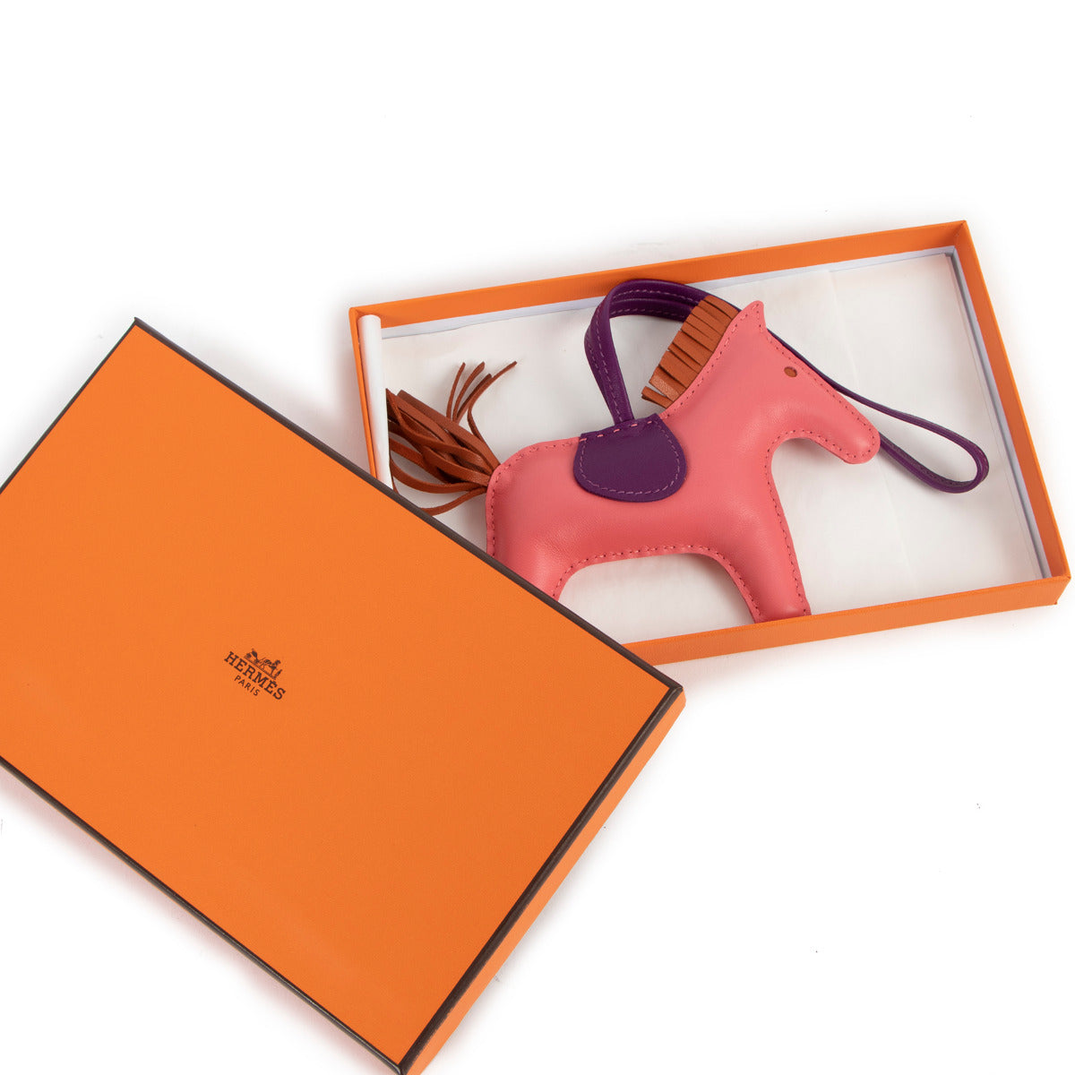 Hermès Rodeo MM Rose Azalee/Malta Blue/Cornelian Tassenhanger