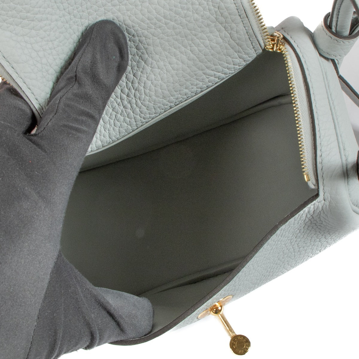 Hermès Lindy Mini Bleu Pale Clemence GHW