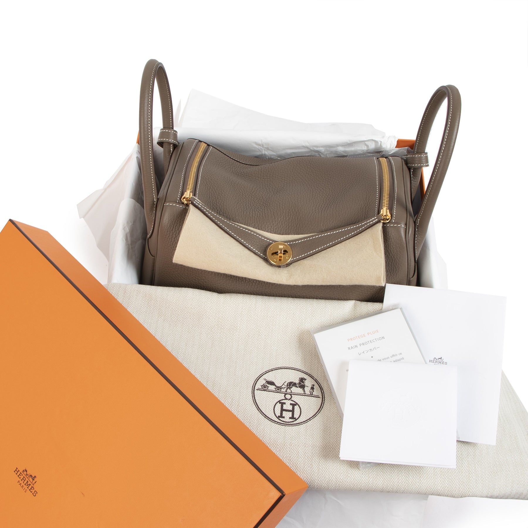 Hermès Lindy 30 Etoupe GHW te koop bij Labellov tweedehands luxe