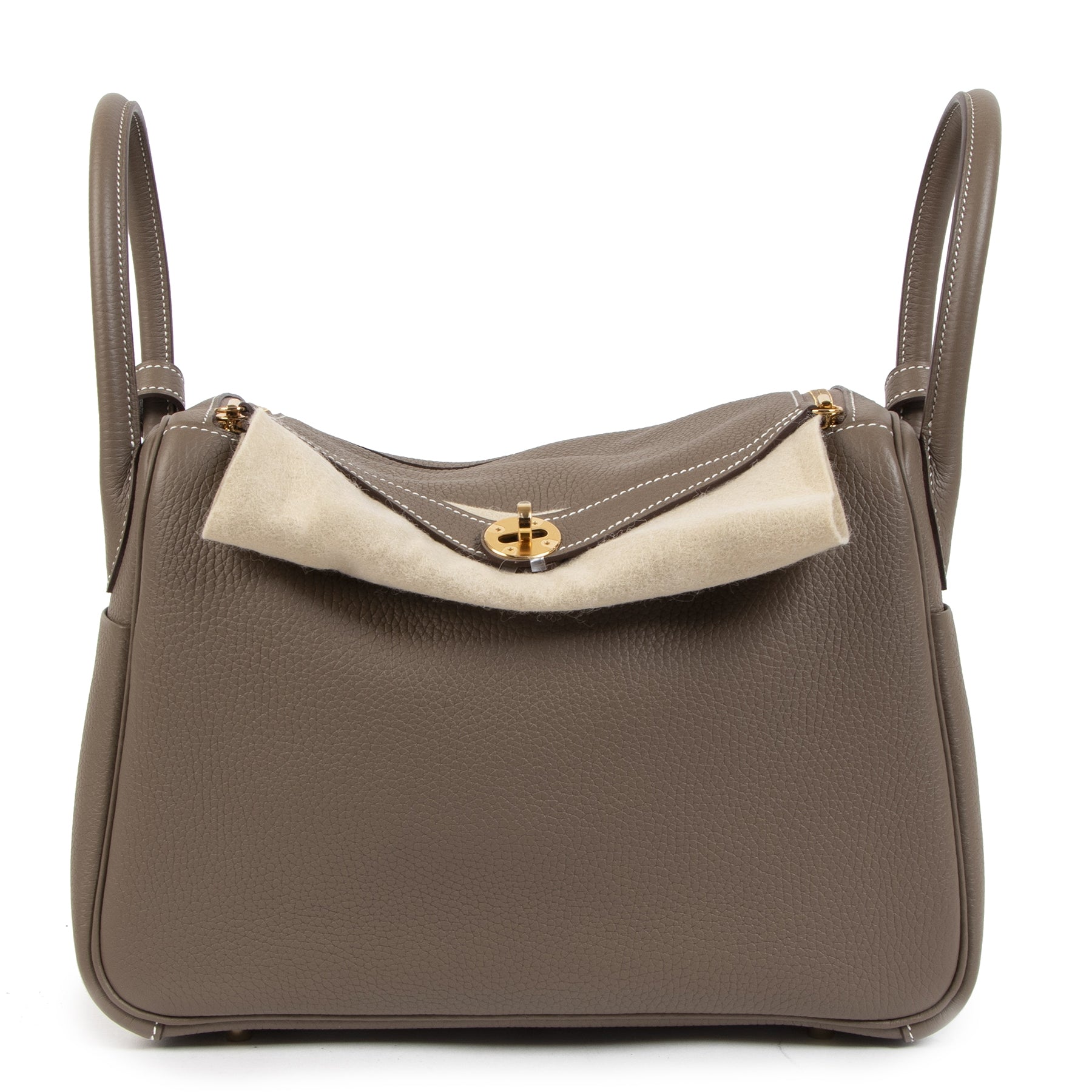 we buy and sell your preloved and new Hermès Lindy 30 Etoupe GHW