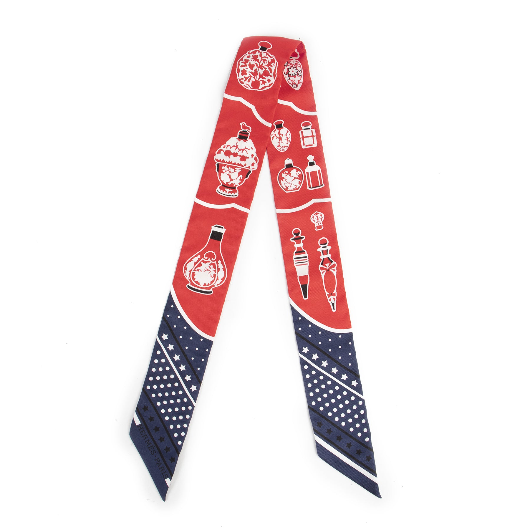 Hermès Twilly Les Flacons Bandana Marine / Rouge / Blanc for the best price at Labellov