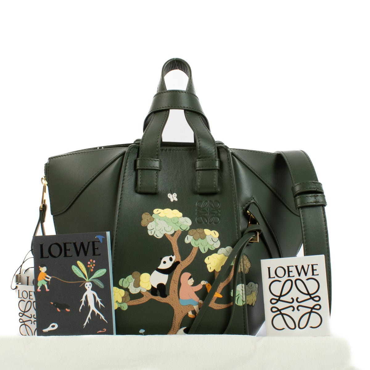 Loewe x Suna Fujita Green Leather Compact Hammock Bag