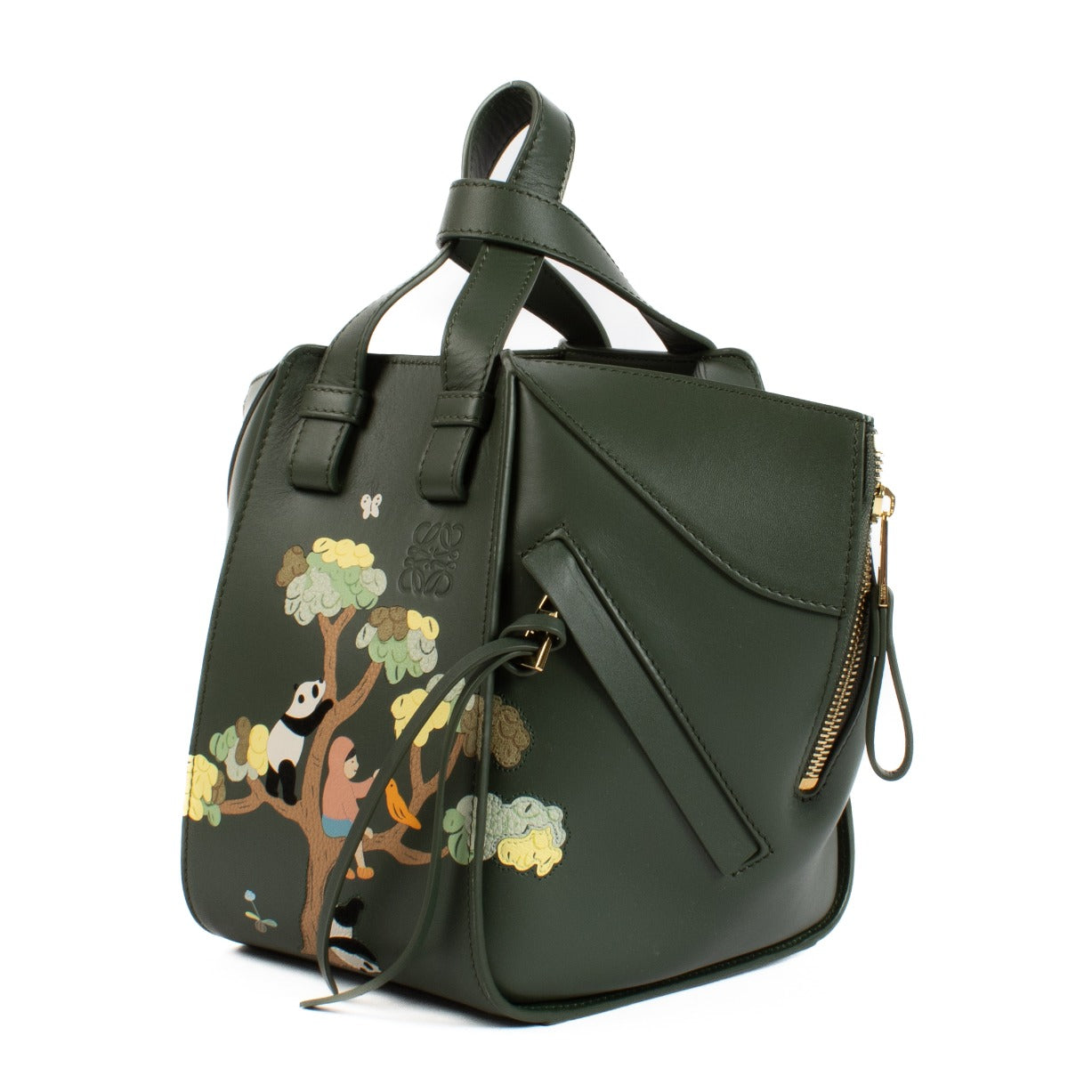 Loewe x Suna Fujita Groene Leren Compacte Hammock Tas