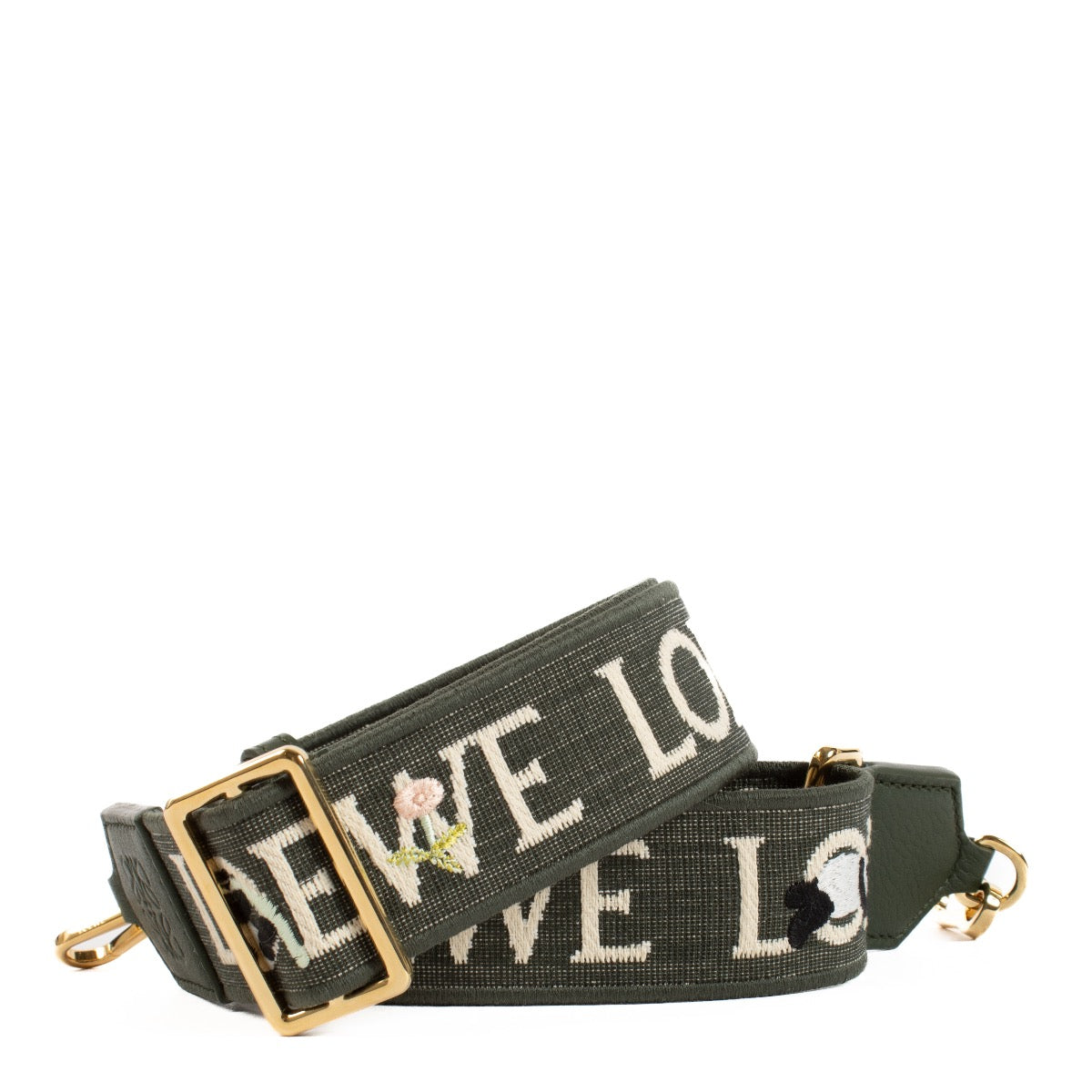 Shop safe online at Labellov in Antwerp and Knokke this 100% authentic second hand LOEWE x Suna Fujita Green Jacquard Panda Bag Strap