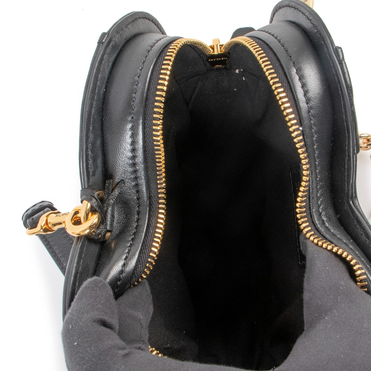 Moschino Zwarte Kleine Hart Biker Leren Tas