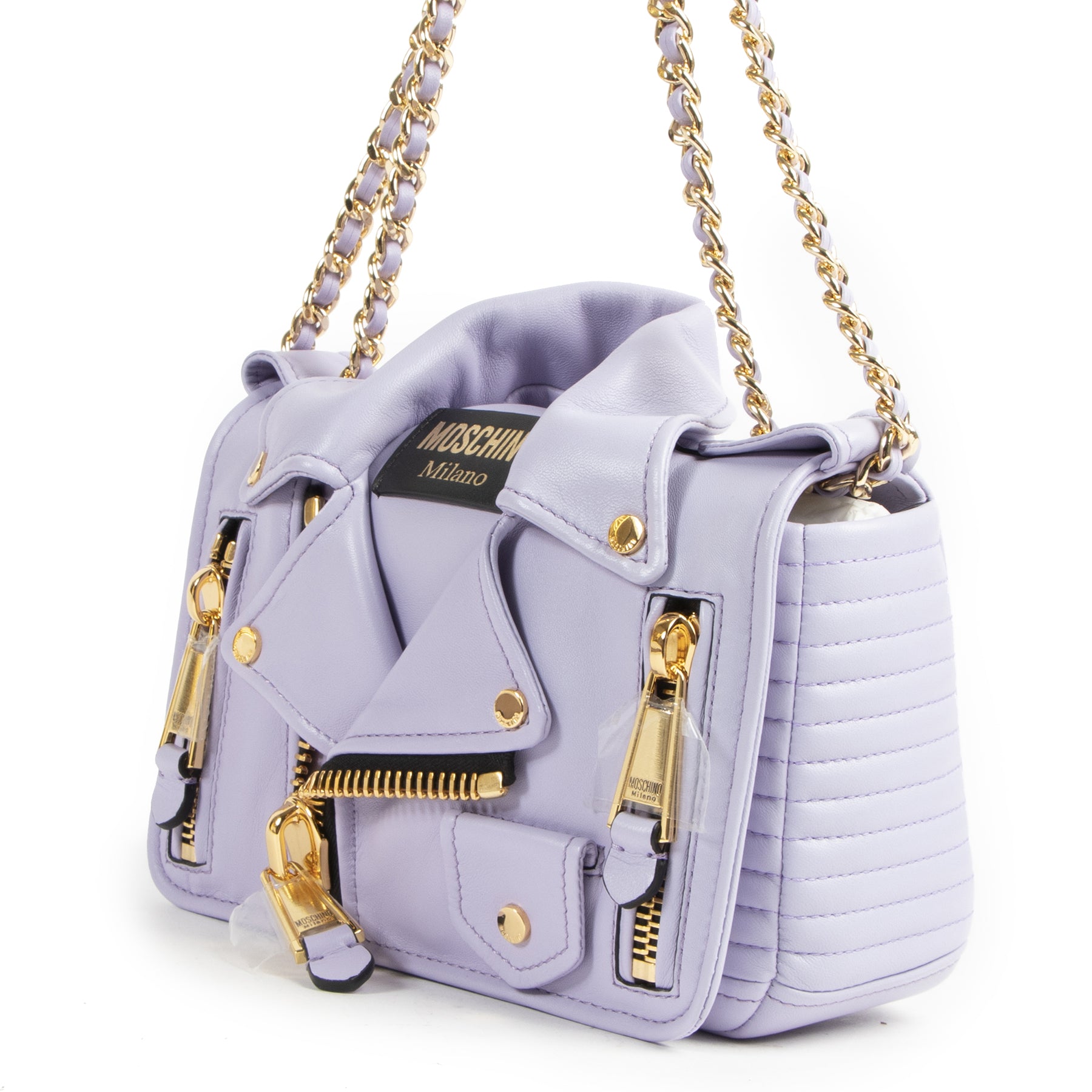 Moschino Biker Lilac Shoulder Bag pour le meilleur prix chez Labellov à Anvers Belgique