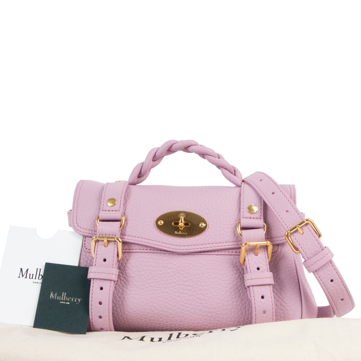 Sac Alexa Mini Mulberry Lilas Cuir Grainé Lourd