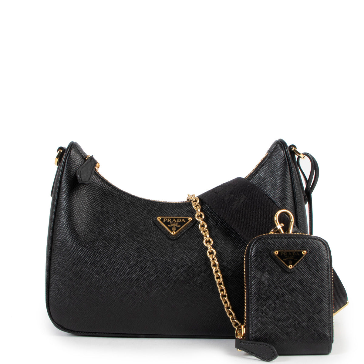 Prada Re-Edition 2005 Black Saffiano Leather Crossbody Bag for the best price at Labellov secondhand luxury in Antwerp